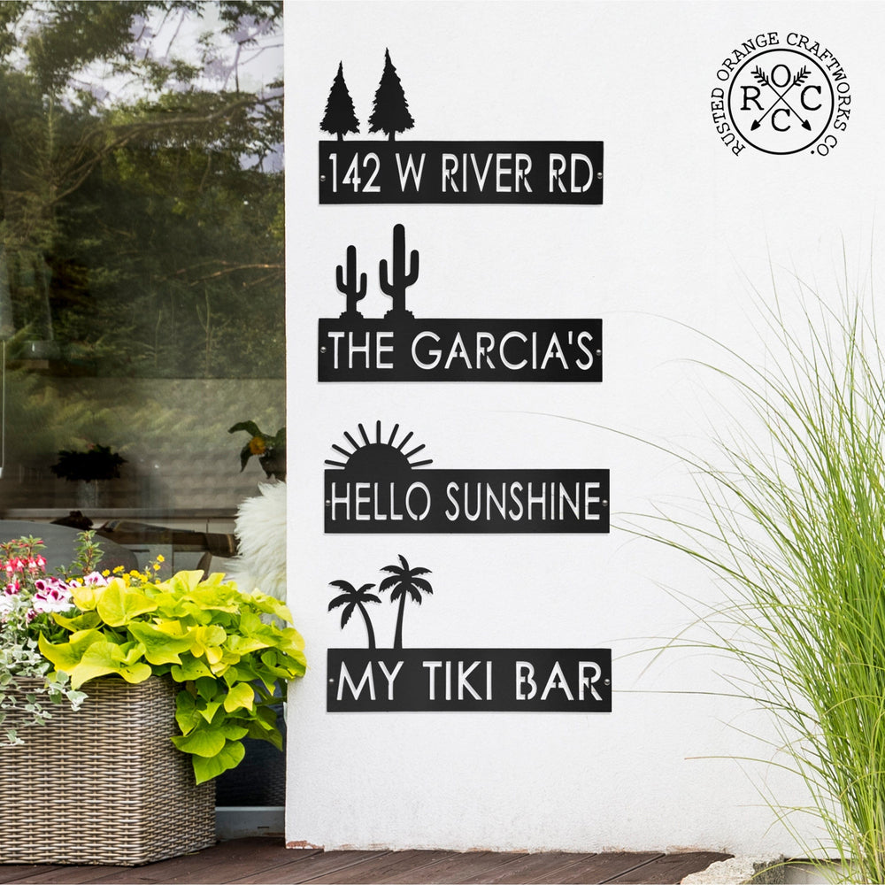 Rusted Orange Craftworks Co. Address Signs XL Landscape Address Plaque - 4 Styles - Circular Address Plaque for House Numbers