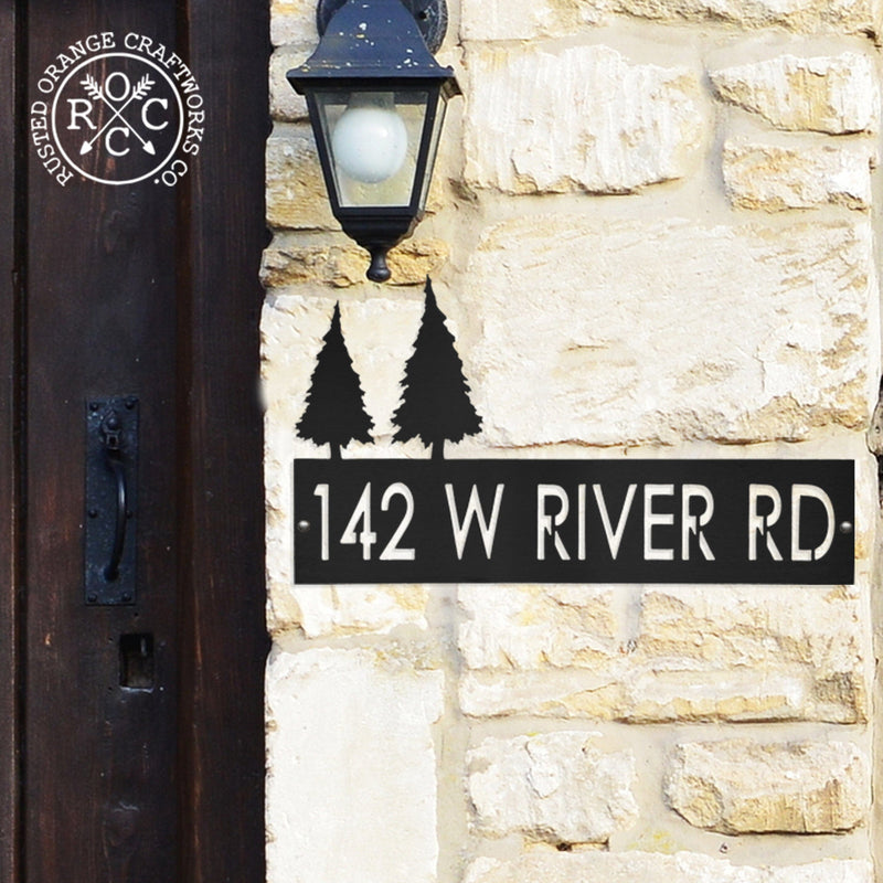 Rusted Orange Craftworks Co. Address Signs XL Landscape Address Plaque - 4 Styles - Circular Address Plaque for House Numbers