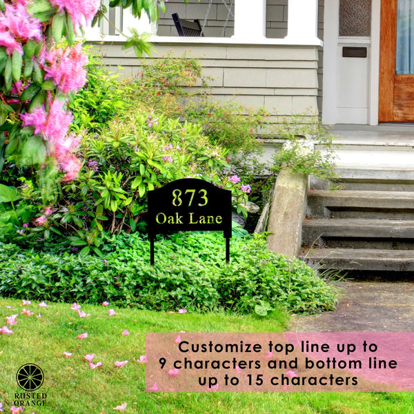 Rusted Orange Craftworks Co. Address Yard Signs with Stakes - Address Signs for Houses for Ground