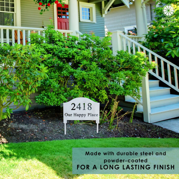 Rusted Orange Craftworks Co. Address Yard Signs with Stakes - Address Signs for Houses for Ground