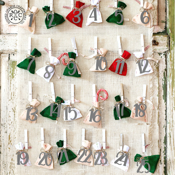 Rusted Orange Craftworks Co. Advent Calendar Numbers for Countdown