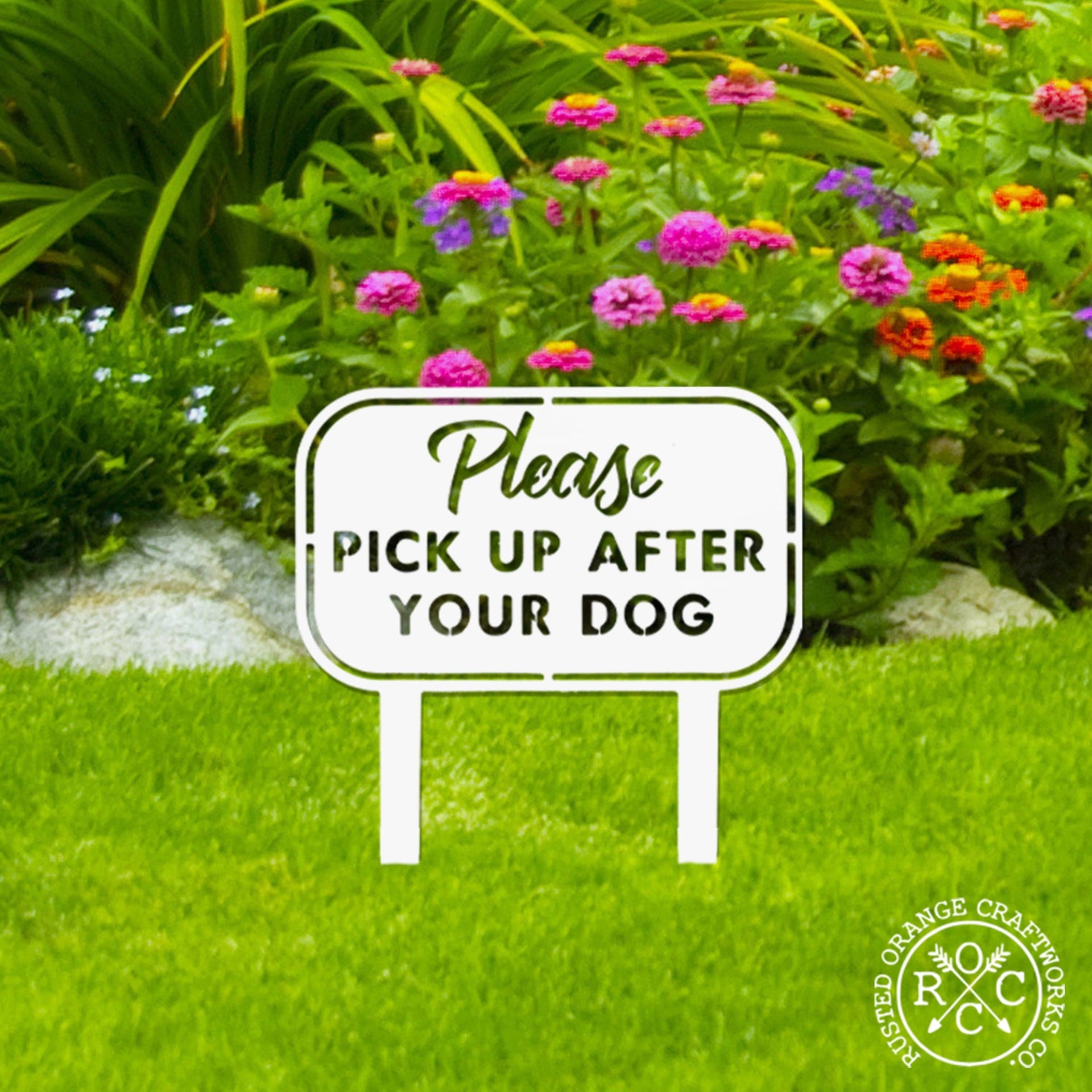 Pick Up the Poop Yard Stake Dog No Pooping Signs for Yard and Lawn