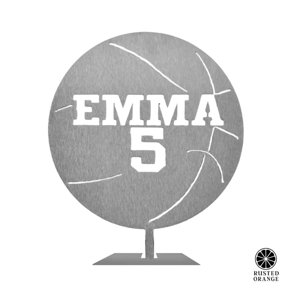 Rusted Orange Craftworks Co. Athletics Basketball Custom Standing Sports Balls - 6 Styles - Metal Ball With Name and Player Number