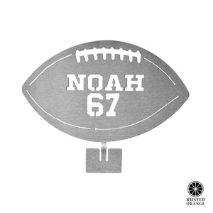 Rusted Orange Craftworks Co. Athletics Football Custom Standing Sports Balls - 6 Styles - Metal Ball With Name and Player Number