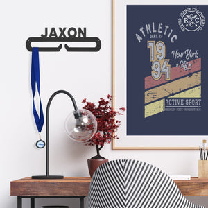 Rusted Orange Craftworks Co. Athletics Ribbon Display Hanger - Personalized Sports Themed Tiered Ribbon or Award Holder