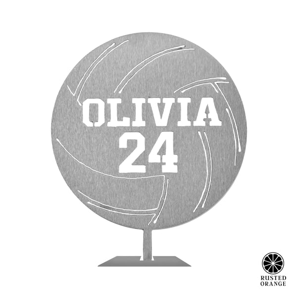 Rusted Orange Craftworks Co. Athletics Volleyball Custom Standing Sports Balls - 6 Styles - Metal Ball With Name and Player Number