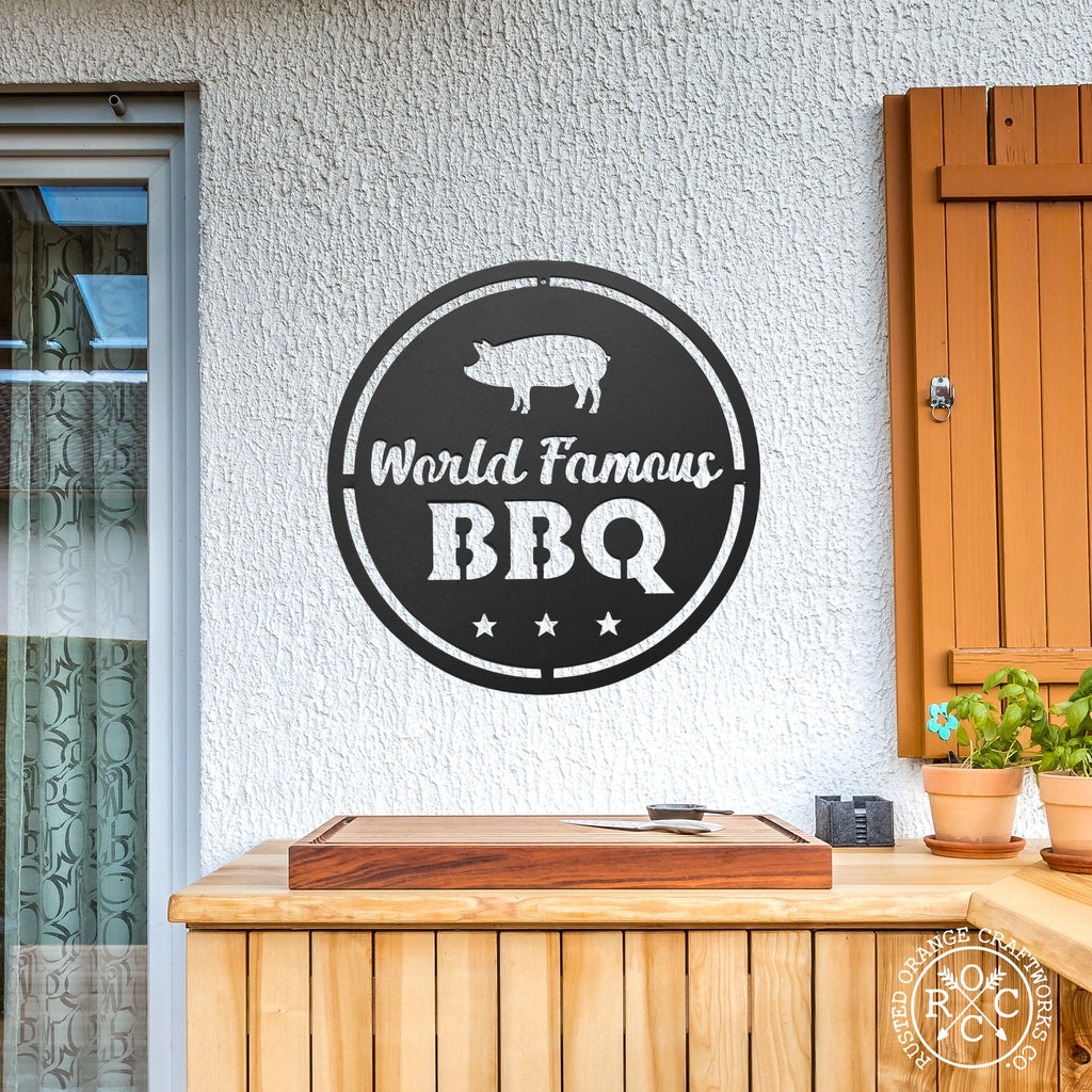 Personalized BBQ Sign  Custom Outdoor Metal BBQ Sign - Rusty