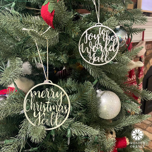 Rusted Orange Craftworks Co. Blowout - 3 pack Merry Christmas & Joy to the World Y'all Ornament - Christmas Ornament Decorations