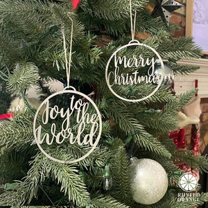 Rusted Orange Craftworks Co. Blowout - 3 pack Merry Christmas & Joy to the World Y'all Ornament - Christmas Ornament Decorations