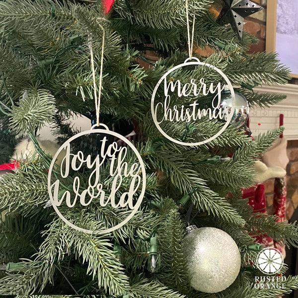 Rusted Orange Craftworks Co. Blowout - 3 pack Merry Christmas & Joy to the World Y'all Ornament - Christmas Ornament Decorations