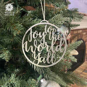 Rusted Orange Craftworks Co. Blowout - 3 pack Merry Christmas & Joy to the World Y'all Ornament - Christmas Ornament Decorations