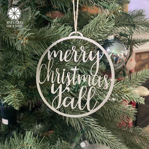 Rusted Orange Craftworks Co. Blowout - 3 pack Merry Christmas & Joy to the World Y'all Ornament - Christmas Ornament Decorations