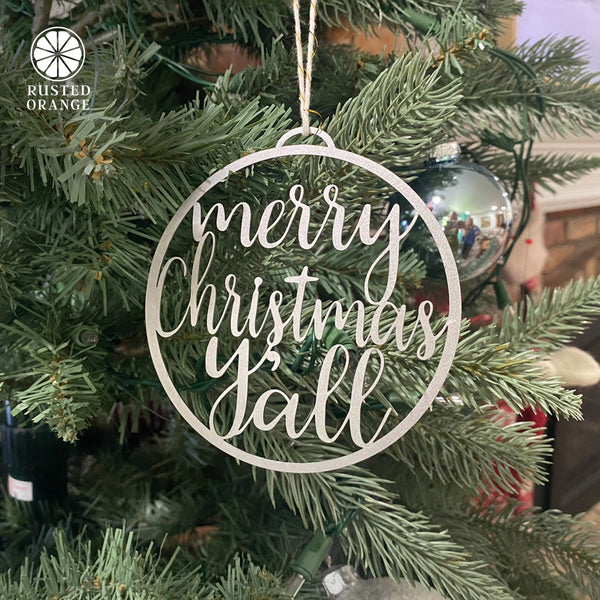 Rusted Orange Craftworks Co. Blowout - 3 pack Merry Christmas & Joy to the World Y'all Ornament - Christmas Ornament Decorations