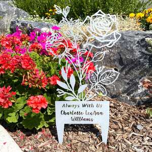 Rusted Orange Craftworks Co. [COL] Flower Bouquet Stake - Metal Cutout Memorial Stake for Loved Ones