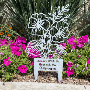 Rusted Orange Craftworks Co. [COL] Flower Bouquet Stake - Metal Cutout Memorial Stake for Loved Ones
