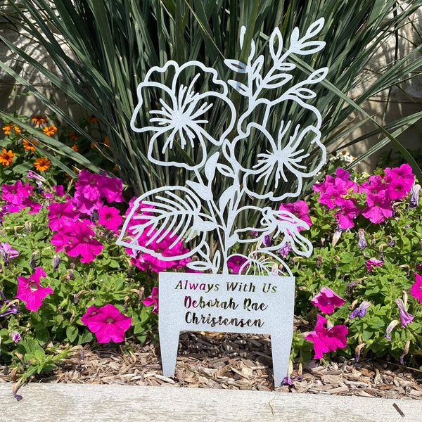 Rusted Orange Craftworks Co. [COL] Flower Bouquet Stake - Metal Cutout Memorial Stake for Loved Ones