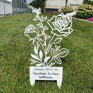 Rusted Orange Craftworks Co. [COL] Flower Bouquet Stake - Metal Cutout Memorial Stake for Loved Ones