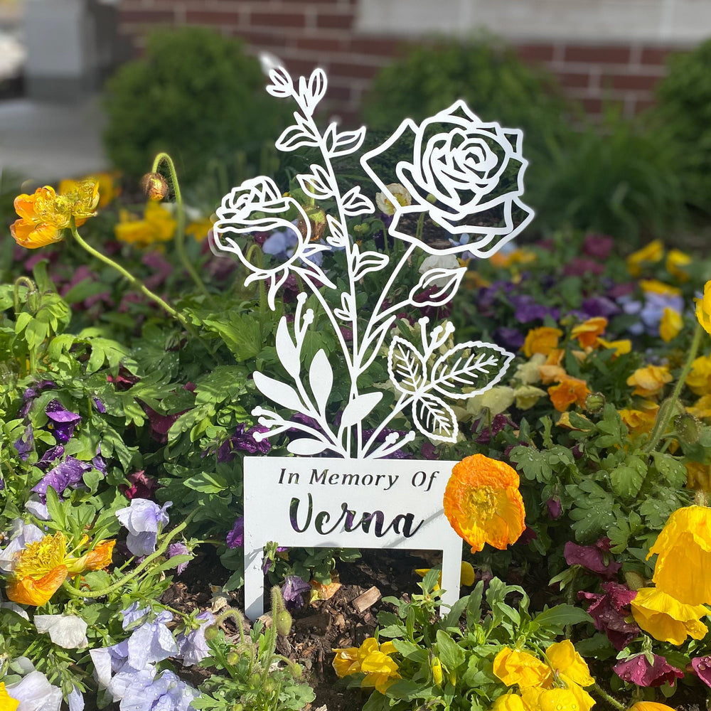 Rusted Orange Craftworks Co. [COL] Flower Bouquet Stake - Metal Cutout Memorial Stake for Loved Ones