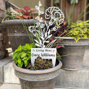 Rusted Orange Craftworks Co. [COL] Flower Bouquet Stake - Metal Cutout Memorial Stake for Loved Ones