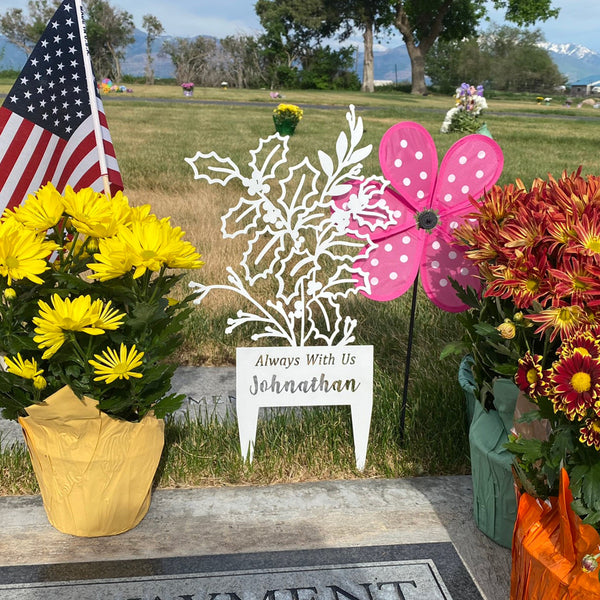 Rusted Orange Craftworks Co. [COL] Flower Bouquet Stake - Metal Cutout Memorial Stake for Loved Ones