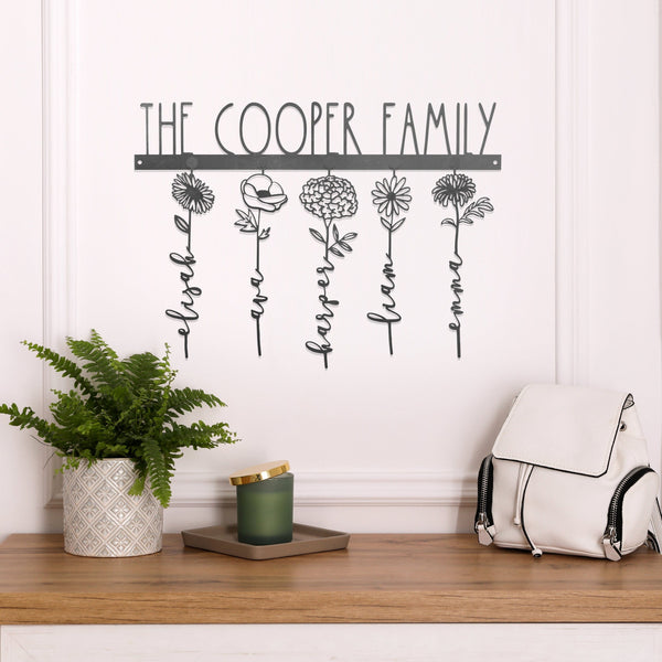 Rusted Orange Craftworks Co. [COL] Our Family Garden - Personalized Birth Month Flowers Family Name Sign Mother's Day Gift