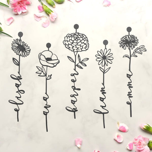 Rusted Orange Craftworks Co. [COL] Our Family Garden - Personalized Birth Month Flowers Family Name Sign Mother's Day Gift