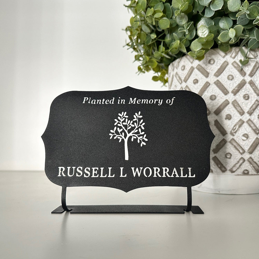 Rusted Orange Craftworks Co. [COL] Tree Memorial Plaque - Planted in Memory Of - Cemetery Decorations Grave Markers for Cemetery Memorial Plaques
