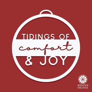 Rusted Orange Craftworks Co. Comfort and Joy Ornaments & Wall Signs – Christmas Holiday Metal Décor | Wreath Insert, Tree Ornament, Gift Accent