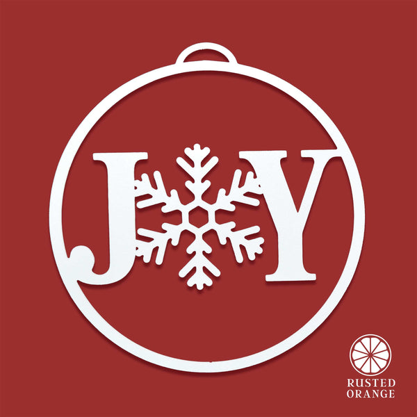 Rusted Orange Craftworks Co. Comfort and Joy Ornaments & Wall Signs – Christmas Holiday Metal Décor | Wreath Insert, Tree Ornament, Gift Accent