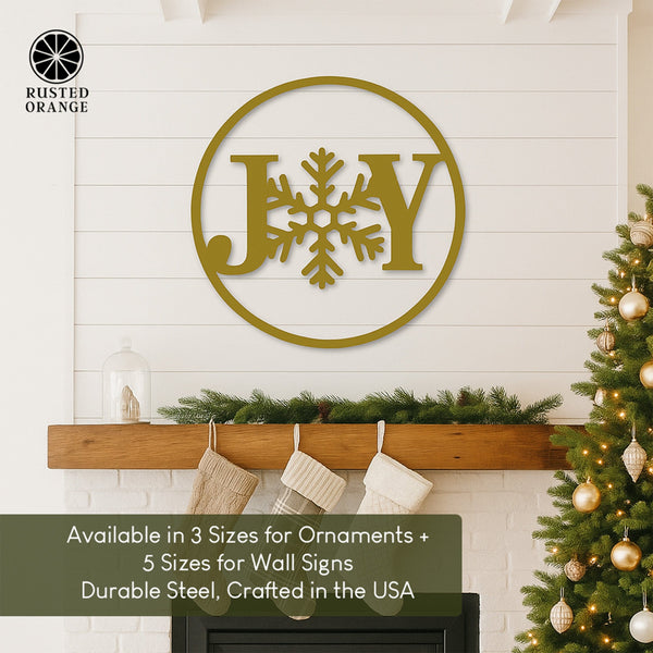 Rusted Orange Craftworks Co. Comfort and Joy Ornaments & Wall Signs – Christmas Holiday Metal Décor | Wreath Insert, Tree Ornament, Gift Accent