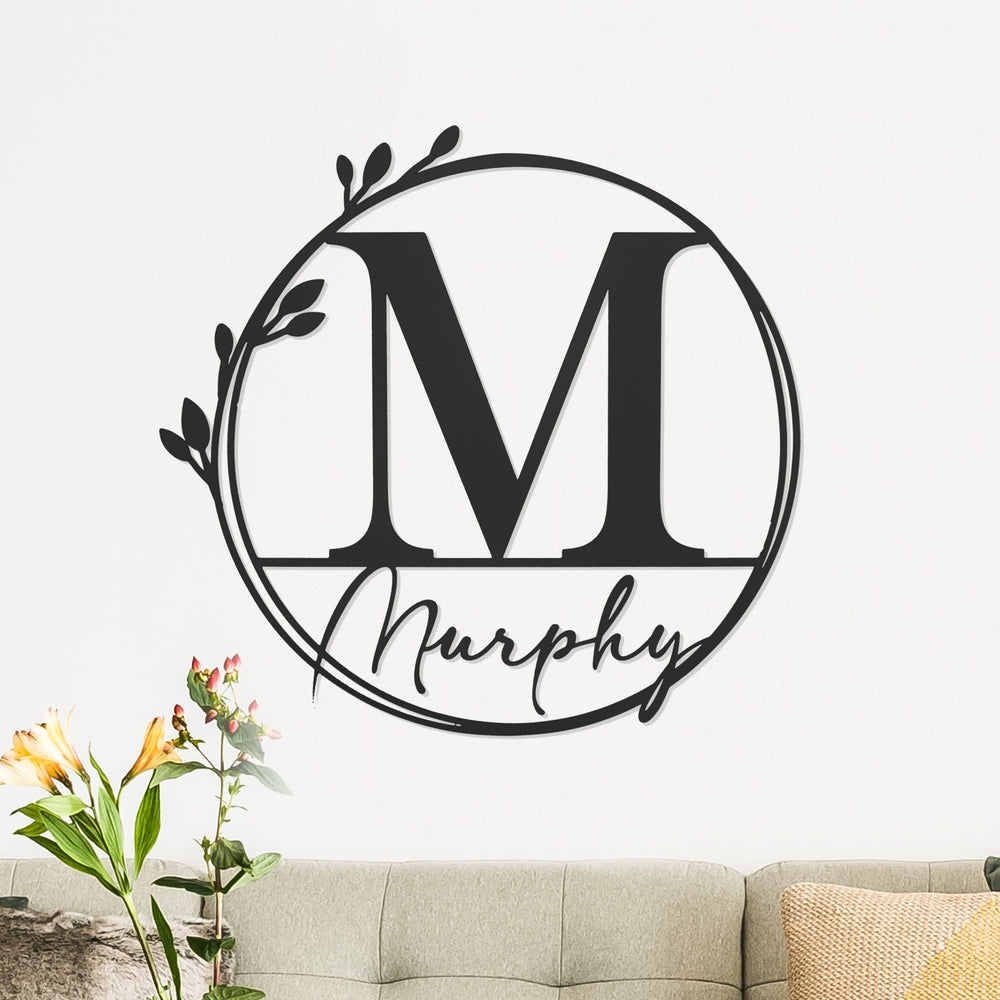 Rusted Orange Craftworks Co. Custom Wall Art [COL] Floral Leaves - Outdoor Monogram Wreaths for Front Door - Monogram Wall Decor Metal Initial Signs