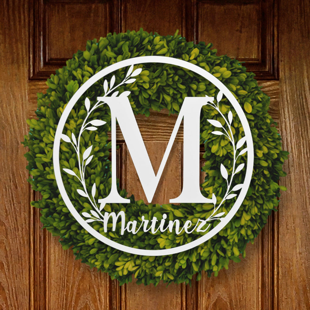 Rusted Orange Craftworks Co. Custom Wall Art [COL] Vine Outdoor Monogram Wreaths for Front Door - Monogram Wall Decor Metal Initial Signs