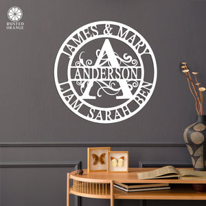 Rusted Orange Craftworks Co. Custom Wall Art Split Letter Metal Family Sign Monogram - Monogram Wedding Decorations Metal Wall Decor Family Wall Decor