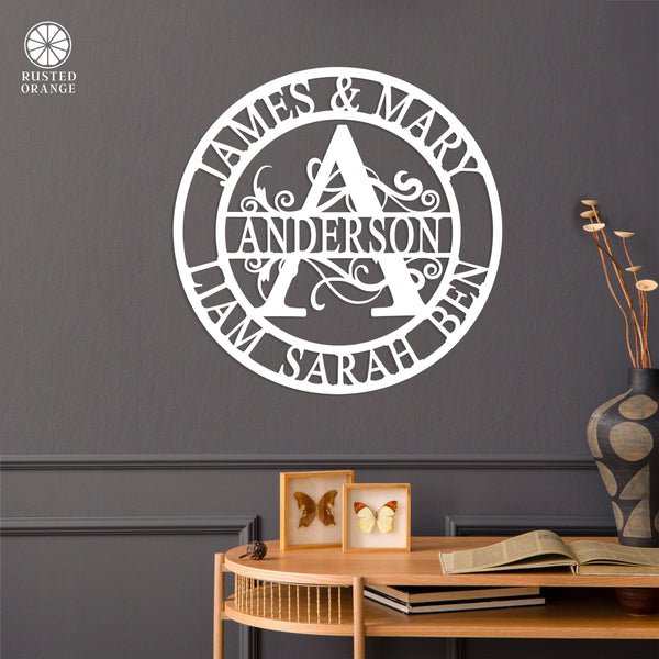 Rusted Orange Craftworks Co. Custom Wall Art Split Letter Metal Family Sign Monogram - Monogram Wedding Decorations Metal Wall Decor Family Wall Decor