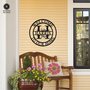 Rusted Orange Craftworks Co. Custom Wall Art Split Letter Metal Family Sign Monogram - Monogram Wedding Decorations Metal Wall Decor Family Wall Decor