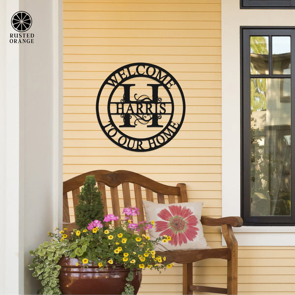 Rusted Orange Craftworks Co. Custom Wall Art Split Letter Metal Family Sign Monogram - Monogram Wedding Decorations Metal Wall Decor Family Wall Decor