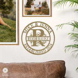 Rusted Orange Craftworks Co. Custom Wall Art Split Letter Metal Family Sign Monogram - Monogram Wedding Decorations Metal Wall Decor Family Wall Decor