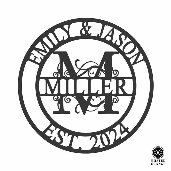 Rusted Orange Craftworks Co. Custom Wall Art Split Letter Metal Family Sign Monogram - Monogram Wedding Decorations Metal Wall Decor Family Wall Decor