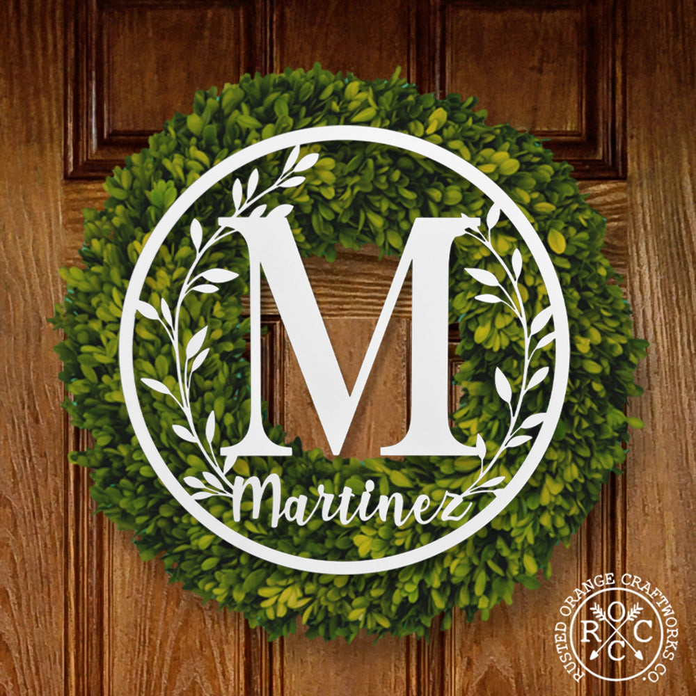 Rusted Orange Craftworks Co. Custom Wall Art Vine Outdoor Monogram Wreaths for Front Door