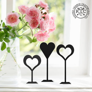 Rusted Orange Craftworks Co. Decor 8" Stand-Up Hearts (Two Styles) - Romantic Date Night Decorations