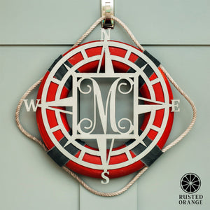 Rusted Orange Craftworks Co. Decor Compass Rose Monogram - Compass Outdoor Wall Decor Family Monogram