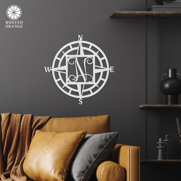 Rusted Orange Craftworks Co. Decor Compass Rose Monogram - Compass Outdoor Wall Decor Family Monogram