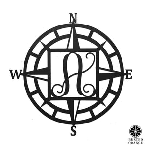 Rusted Orange Craftworks Co. Decor Compass Rose Monogram - Compass Outdoor Wall Decor Family Monogram