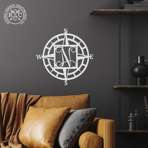 Rusted Orange Craftworks Co. Decor Compass Rose Monogram - Compass Outdoor Wall Decor Family Monogram