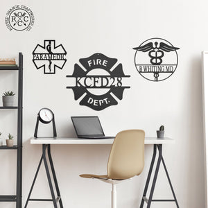 Rusted Orange Craftworks Co. Decor Everyday Heroes Signs - Firefighter, EMT, Doctors or Medical Office Name Plates For Wall or Tabletop