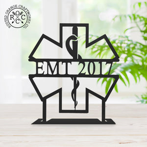 Rusted Orange Craftworks Co. Decor Everyday Heroes Signs - Firefighter, EMT, Doctors or Medical Office Name Plates For Wall or Tabletop