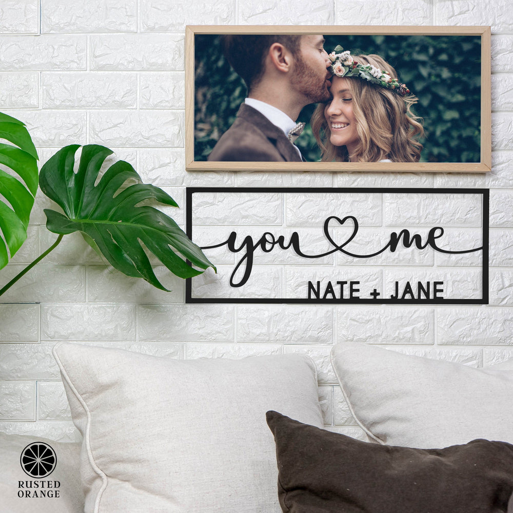 Rusted Orange Craftworks Co. Decor So Happy Together Personalized Name Sign - You And Me sign for bedroom or wedding