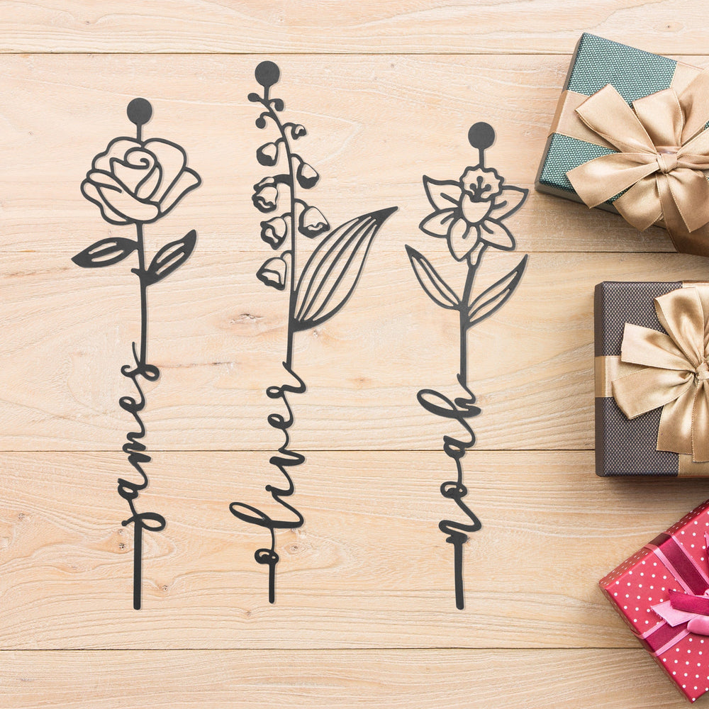 Rusted Orange Craftworks Co. Decor Steals - Birth Month Flowers - 3 pack - Family Name Sign Mother's Day Gift
