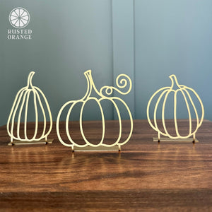 Rusted Orange Craftworks Co. Doodle Pumpkins – Set of 3 | Hand-Drawn Style Metal Pumpkin Outlines with Stand Tab | Shelf & Tabletop Fall Decor