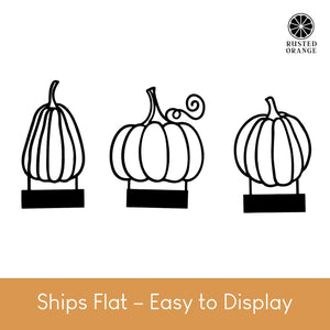 Rusted Orange Craftworks Co. Doodle Pumpkins – Set of 3 | Hand-Drawn Style Metal Pumpkin Outlines with Stand Tab | Shelf & Tabletop Fall Decor